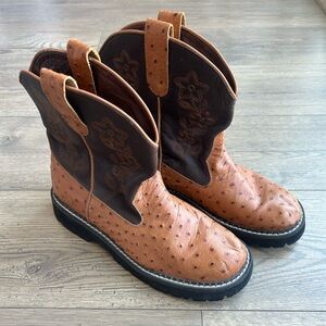 Roper Brown and Black Ostrich Leather Boots